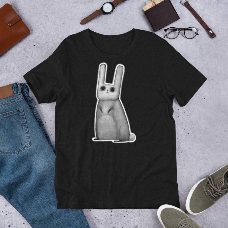 Gerade Schnitt T-Shirt Schräges Kaninchen Shirt Dark Academia Goblincore Gothic Bunny Geburtstag Housewarming Geschenke Creepy Cute Goth Punk Emo von JulieFitzGeraldArt