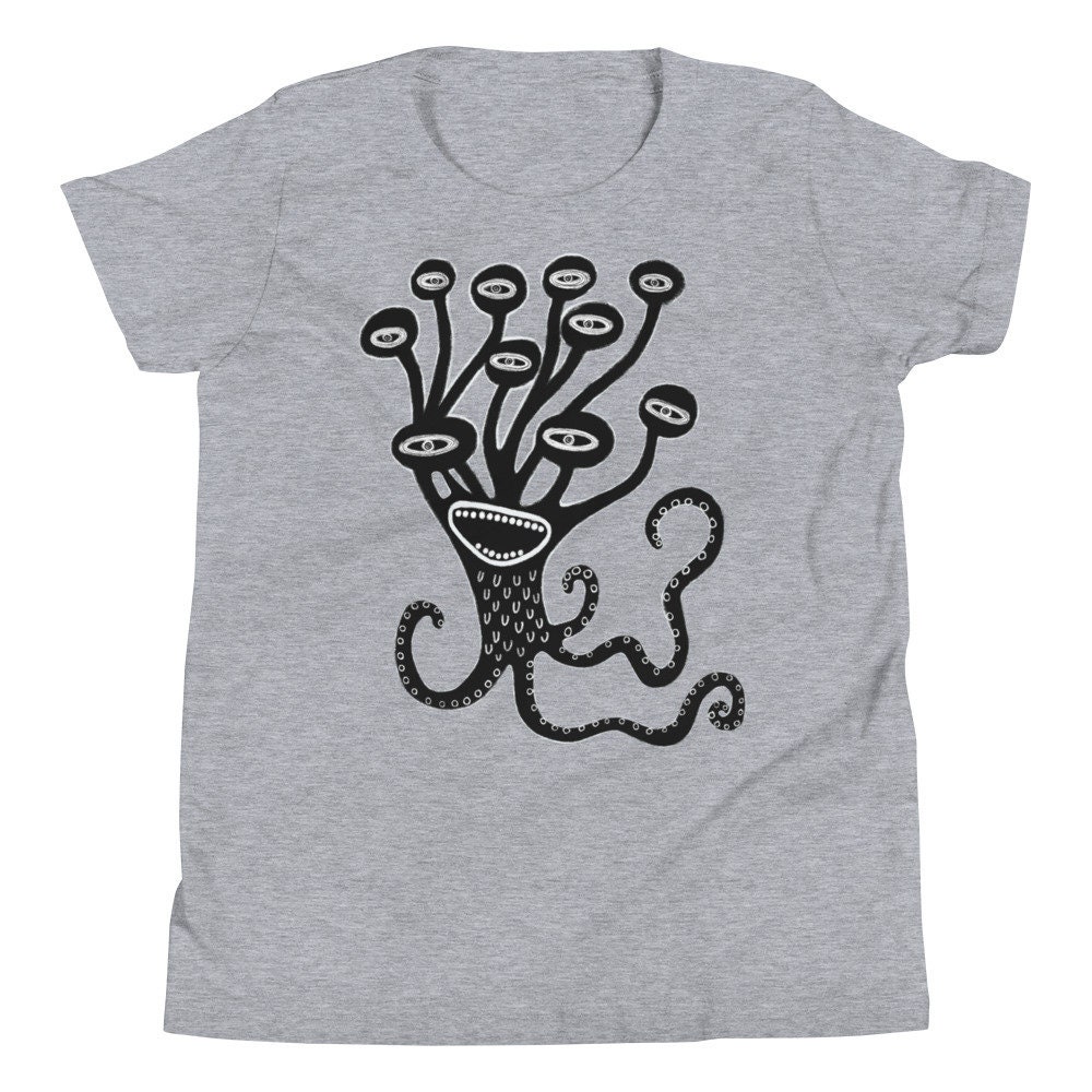 Kids Size T-Shirt Jugend Kurzarm Monster Art Schräge Lustige Geburtstagsgeschenk Shirts Kindergeschenke Alien Schrullig Wunderlich Weihnachten von JulieFitzGeraldArt