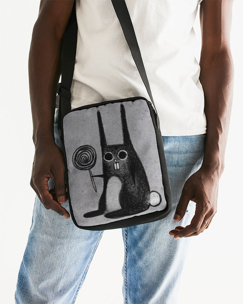 Messenger Bag Schräger Kaninchen Lollipop Volkskunst Häschen Geburtstags Geschenk Lustig Gruselig Süß Komisch Gothic Wunderlich Geldbörse von JulieFitzGeraldArt