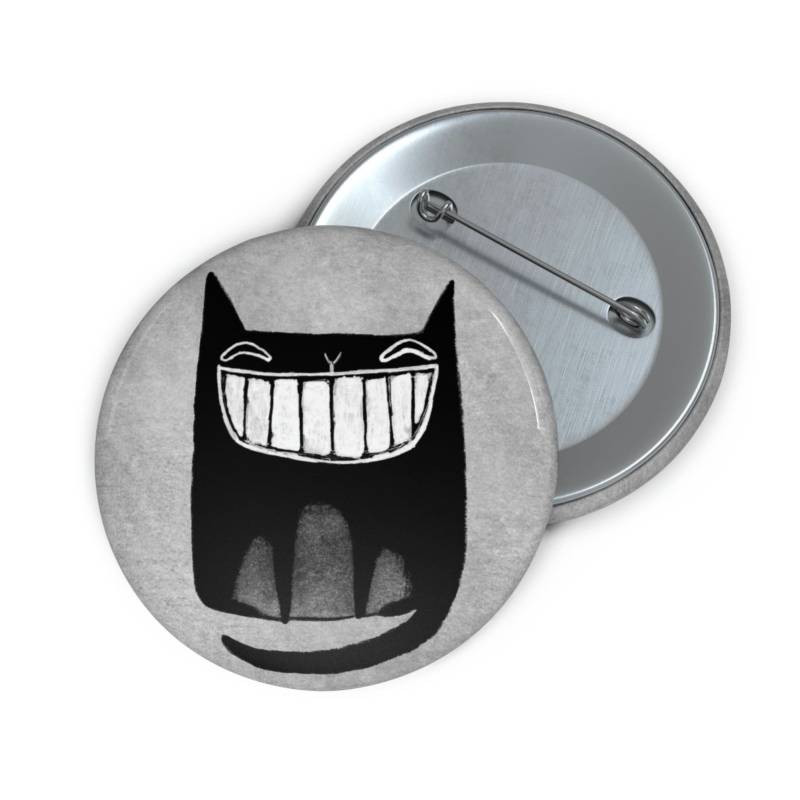 Button Schwarze Katze Abzeichen Volkskunst Kitty Brosche Schräg Süss Niedlich Quirky Button Goth Accessoires Lustiges Geburtstagsgeschenk Gothic von JulieFitzGeraldArt