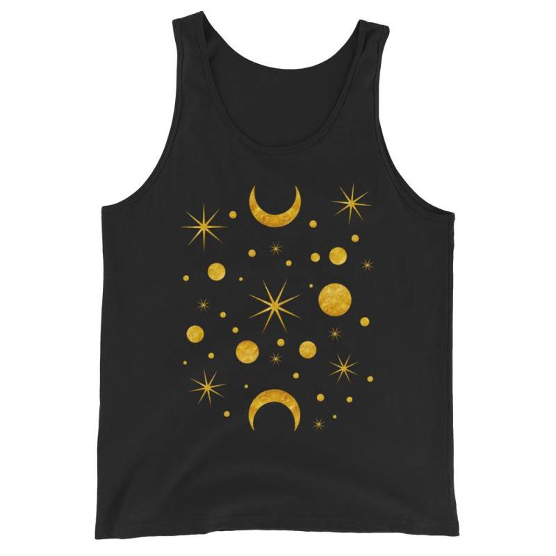 Tank Top Sterne Und Mond Galactic Festival Wear Yoga Tank Gym Workout Space Volkskunst Geburtstagsgeschenke Schrullig Wunderlich Seltsam Celestial von JulieFitzGeraldArt