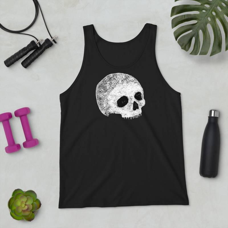 Tank Top Schädel Gothic Volkskunst Gruselige Nette Emo Goth Geburtstag Geschenk Dark Academia Lustig Weird Whimsical Witchy Skelett Frühling von JulieFitzGeraldArt