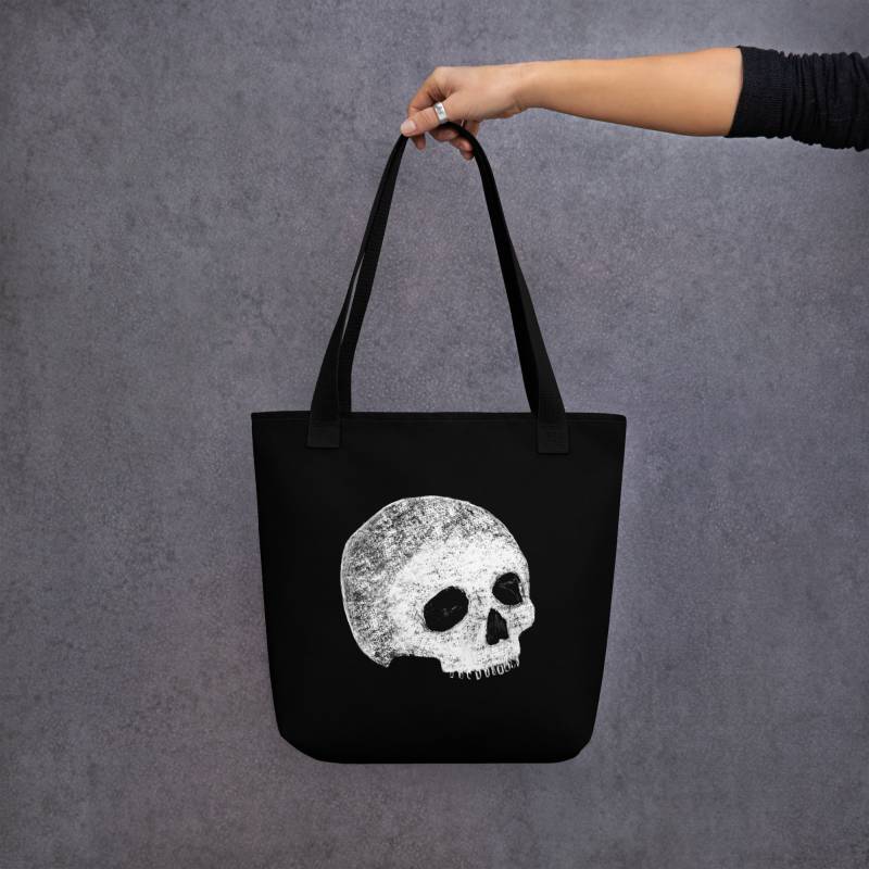 Tasche Schädel Skelett Anatomie Taschen Volkskunst Gothic Geburtstagsgeschenk Goth Schwarz Wiederverwendbare Einkaufstasche Seltsame Gruselige von JulieFitzGeraldArt