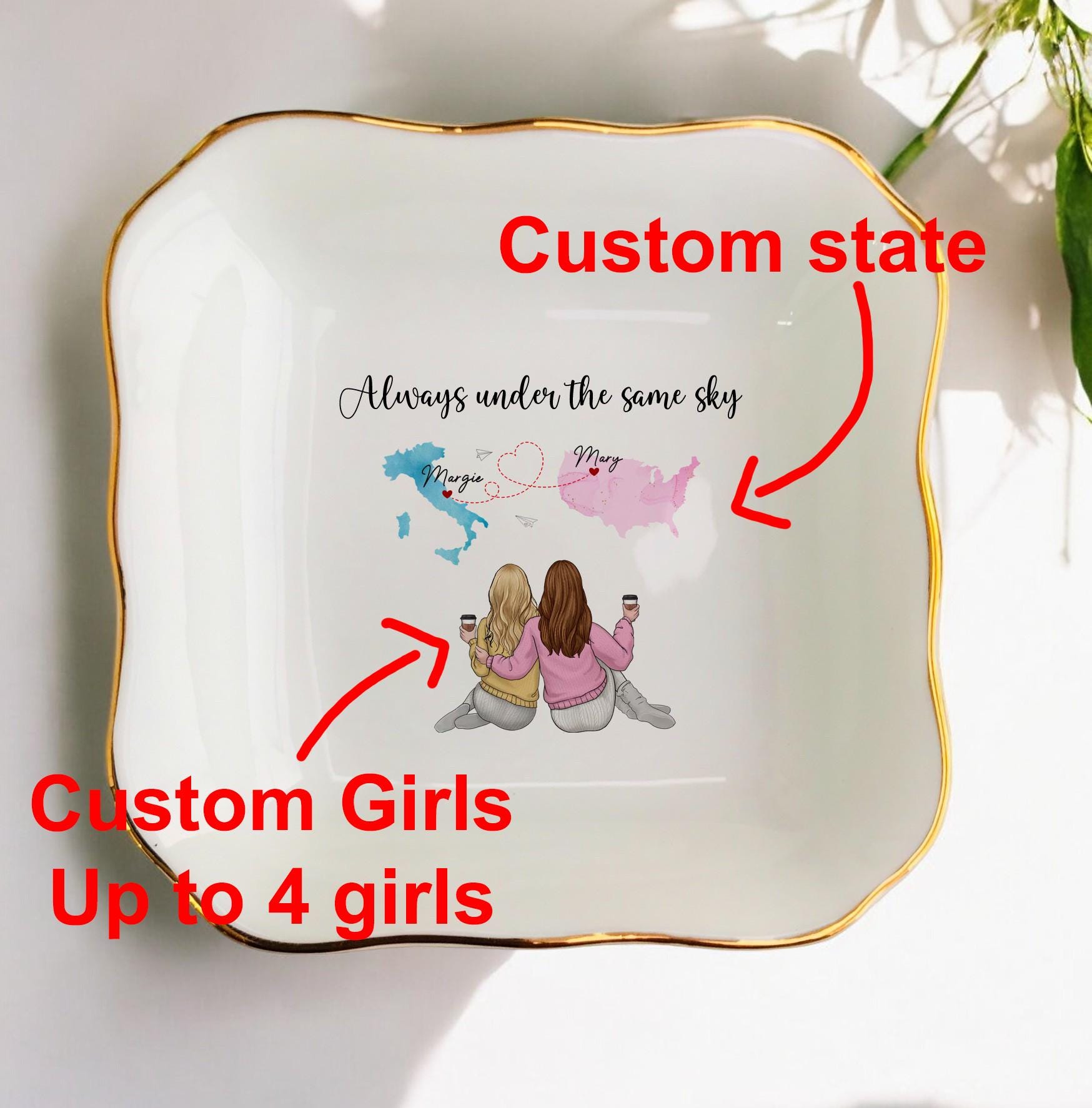 Benutzerdefinierte Freundschaft Ferngeschenk Ring Schale - Schwester Geburtstagsgeschenke, Abschiedsgeschenk von JulienPShop