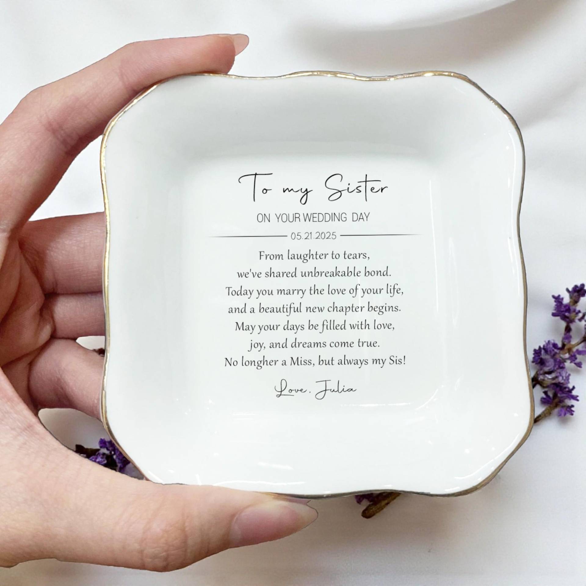 Benutzerdefinierte Braut Hochzeitsgeschenke Von Schwester Ring Schale-Bridal Shower Geschenk Für Schwägerin von JulienPShop