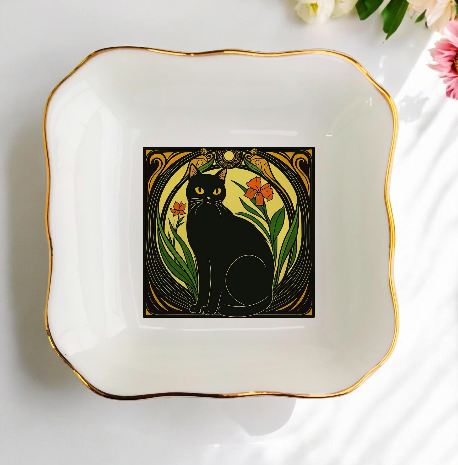 Jugendstil Schwarze Katze Ringschale - Vintage Art Deco Stil, Weihnachtsgeschenke Für Freund von JulienPShop