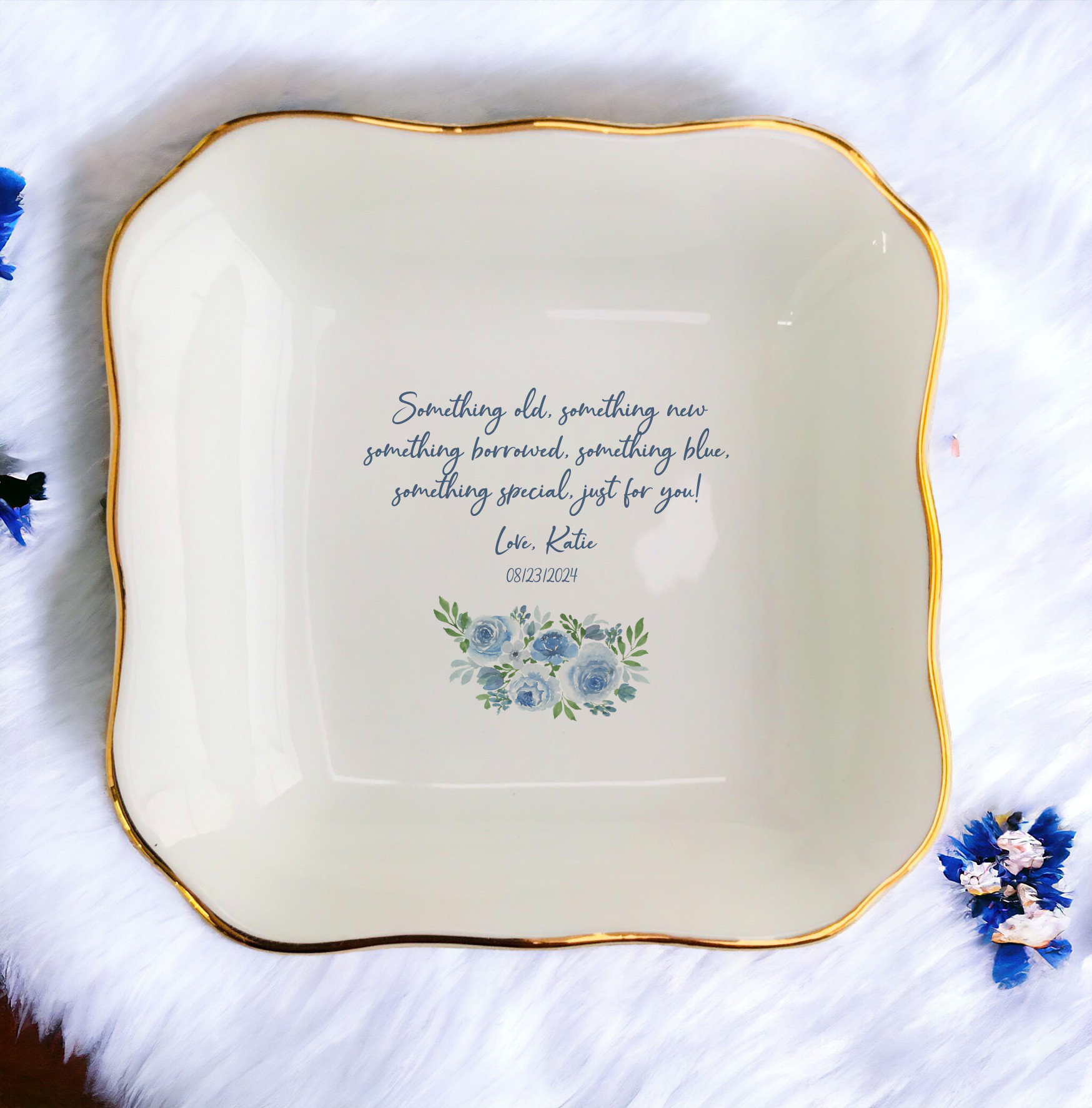 Personalisierte Etwas Blaues Brautgeschenk Von Mutter Ring-Teller - Schwiegertochter Geschenk, Hochzeitsgeschenke von JulienPShop