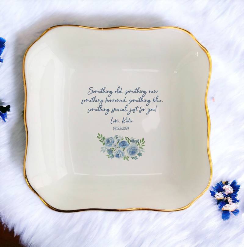 Personalisierte Etwas Blaues Brautgeschenk Von Mutter Ring-Teller - Schwiegertochter Geschenk, Hochzeitsgeschenke von JulienPShop