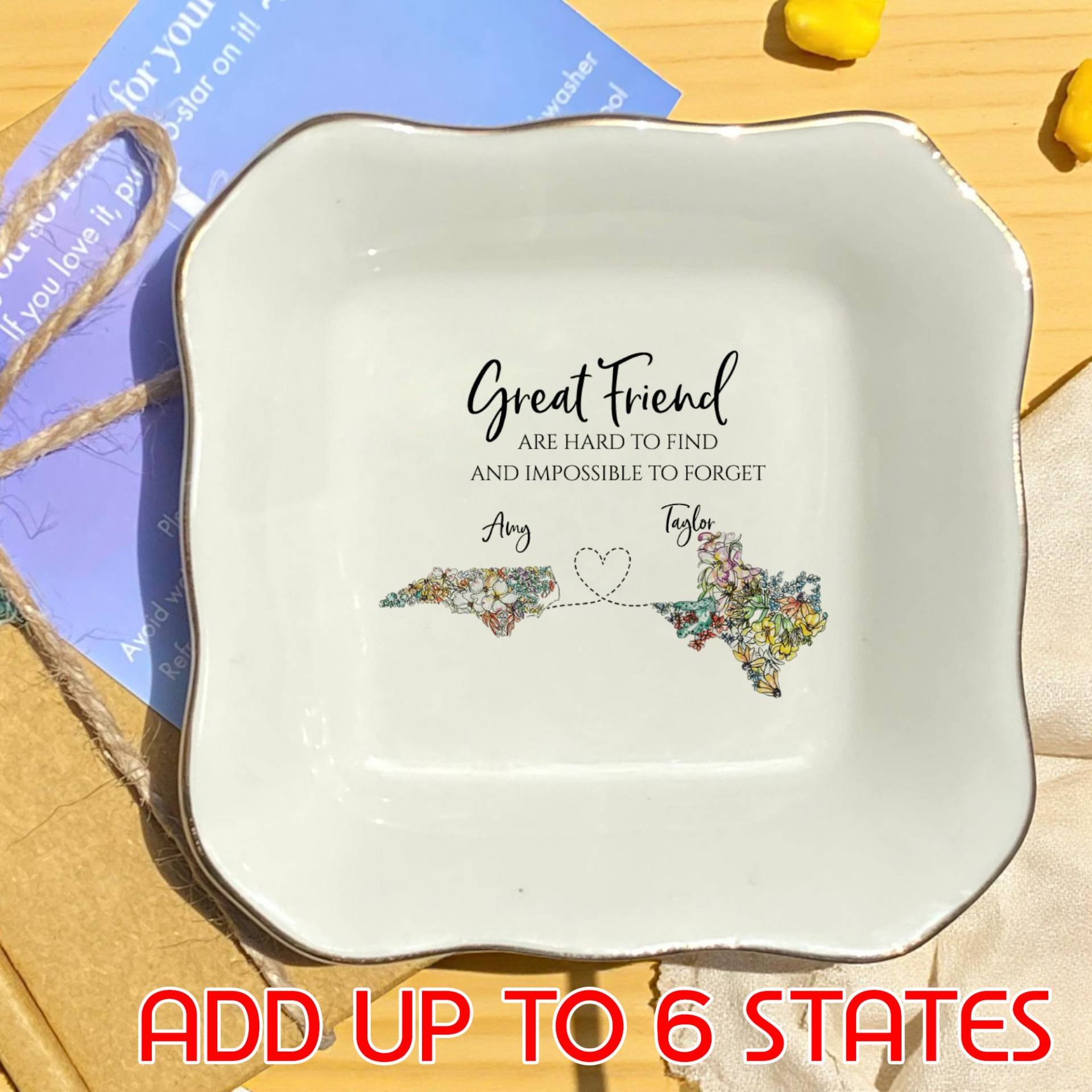 Personalisierte Wildblumen Zustand Ring Teller, Fern Freunde Geschenk, Geburtstag Freundschaft Geschenke von JulienPShop