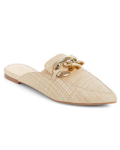 Juliet Holy Damen-Pantoletten, flache Schuhe, spitzer Zehenbereich, rückenfrei, Schlupfschuhe, Metallketten-Slides, Beige Gelb, 43 EU Juliet Holy Damen-Pantoletten, flache Schuhe, spitzer Zehenbereich, rückenfrei, Schlupfschuhe, Metallketten-Slides, Beige Gelb, 43 EU von Juliet Holy