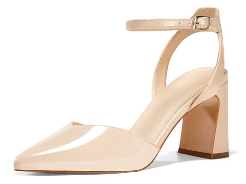 Juliet Holy Damen-Sandalen mit geschlossenem Zehenbereich, klobiger Blockabsatz, Knöchelriemen, Slingback-Absatz, Hautfarben, 38 EU Juliet Holy Damen-Sandalen mit geschlossenem Zehenbereich, klobiger Blockabsatz, Knöchelriemen, Slingback-Absatz, Hautfarben, 38 EU von Juliet Holy