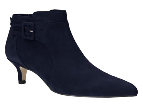 Juliet Holy Damen-Stiefeletten mit spitzem Zehenbereich, Kätzchen-Absätze, Wildlederimitat, seitlicher Reißverschluss, Marineblau, 39 EU von Juliet Holy
