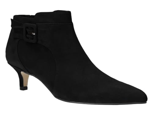 Juliet Holy Damen Stiefeletten mit spitzem Zehenbereich, Kätzchenabsatz, Wildlederimitat, seitlicher Reißverschluss, schwarz, 38.5 EU von Juliet Holy