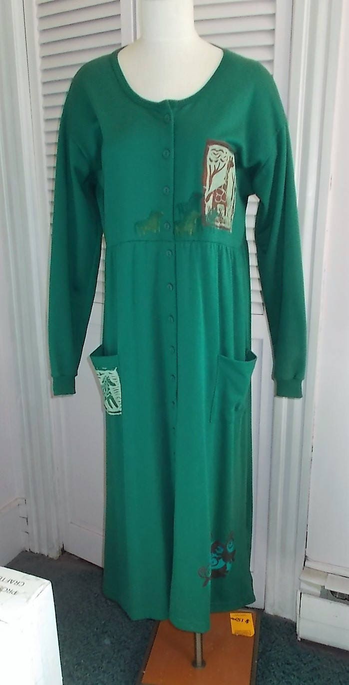 Kleeblatt Grün Jahrgang A1A Spezielle Blockdruck Button-Down-Kleid - Os von JulietsTreasuresUSA