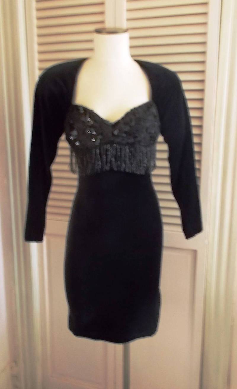 Vintage Zum lbd Schwarz Abendkleid Mit Pailletten Perlen Mieder - Kleine Und Mittlere Vintage Zum lbd Schwarz Abendkleid Mit Pailletten Perlen Mieder - Kleine Und Mittlere von JulietsTreasuresUSA