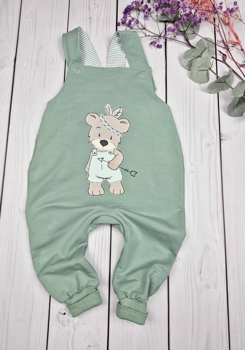 Latzhose Baby Gr. 80/86 Stickerei Applikation Teddy Boho von JulikindHandmade