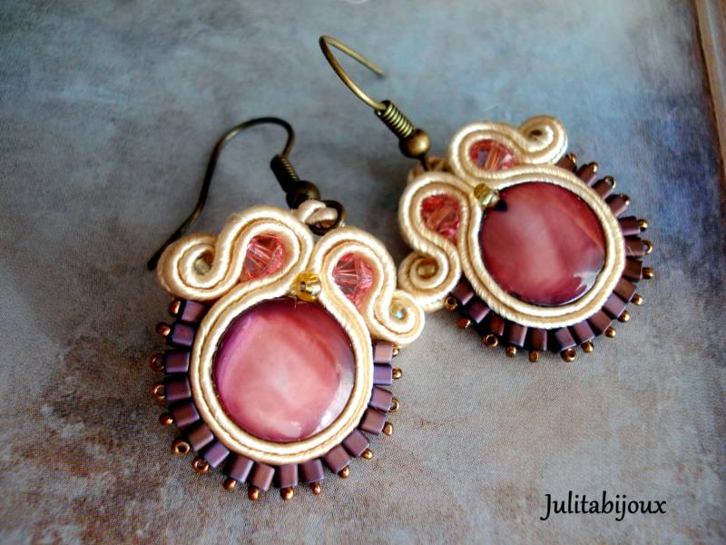 Boucles D'oreilles Bordeaux En Soutache/Bijoux Brodés von Julitabijoux