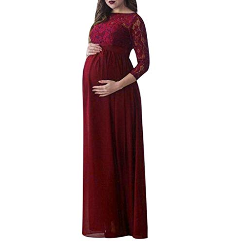 Juliyues Damen Umstandskleid Fotoshooting Langarm Maxi Spitzenkleid Elegant Schwangerschafts Kleider Maternity Abendkleid Umstandsmode von Juliyues Umstandskleid