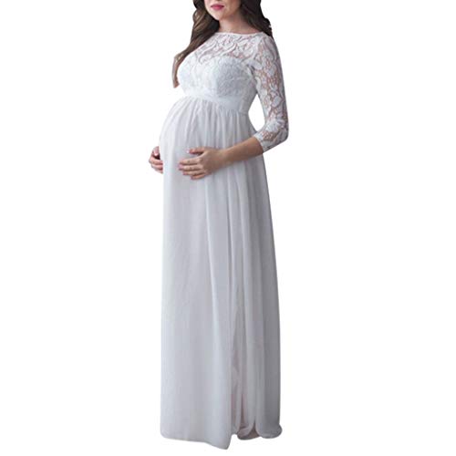 Juliyues Damen Umstandskleid Fotoshooting Langarm Maxi Spitzenkleid Elegant Schwangerschafts Kleider Maternity Abendkleid Umstandsmode von Juliyues Umstandskleid