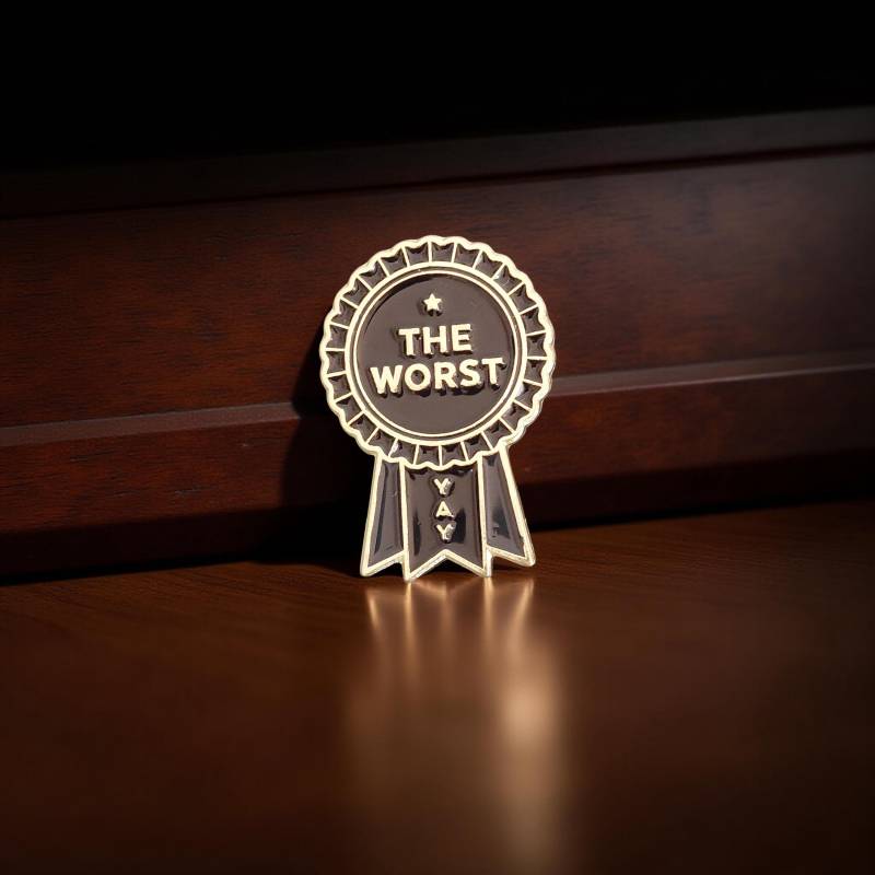 Anstecker The Worst - Erster Preis Yay Hard Enamel Pin Mit Spruch Finished As Best Person Award Myself The Worst And von Julmondes