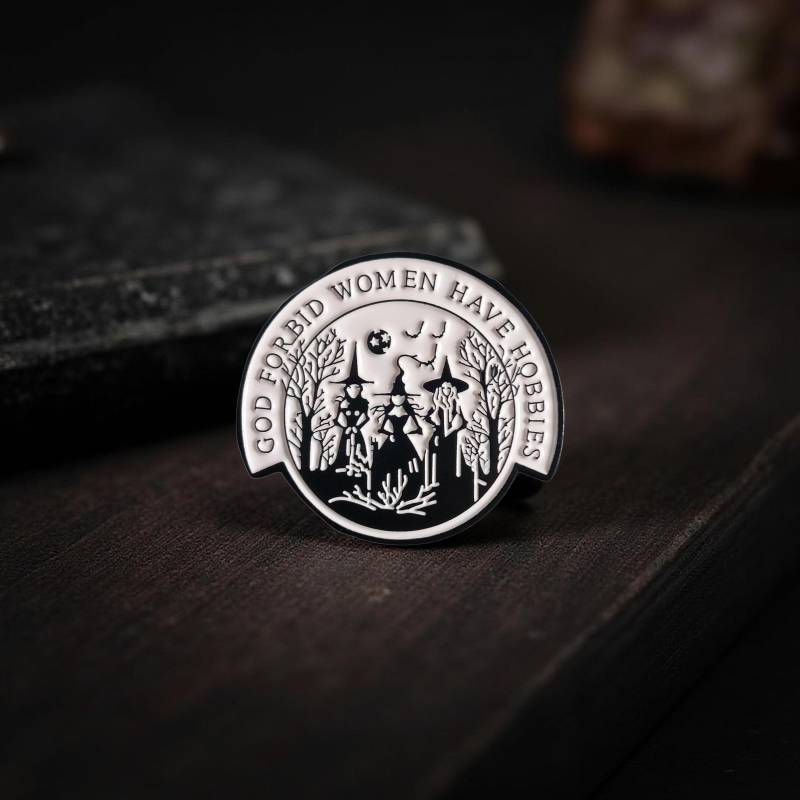 Feminist Witch Enamel Pin God Forbid A Woman Have Hobbies Hard Pin, Witchy Forest Magic Lapel Gift For Her Friends Funny von Julmondes