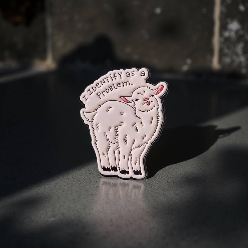 Hard Enamel Goat Pin - Sarcastic Statement „I Identify As A Problem", Collectible Lapel For Collectors Lover Art von Julmondes