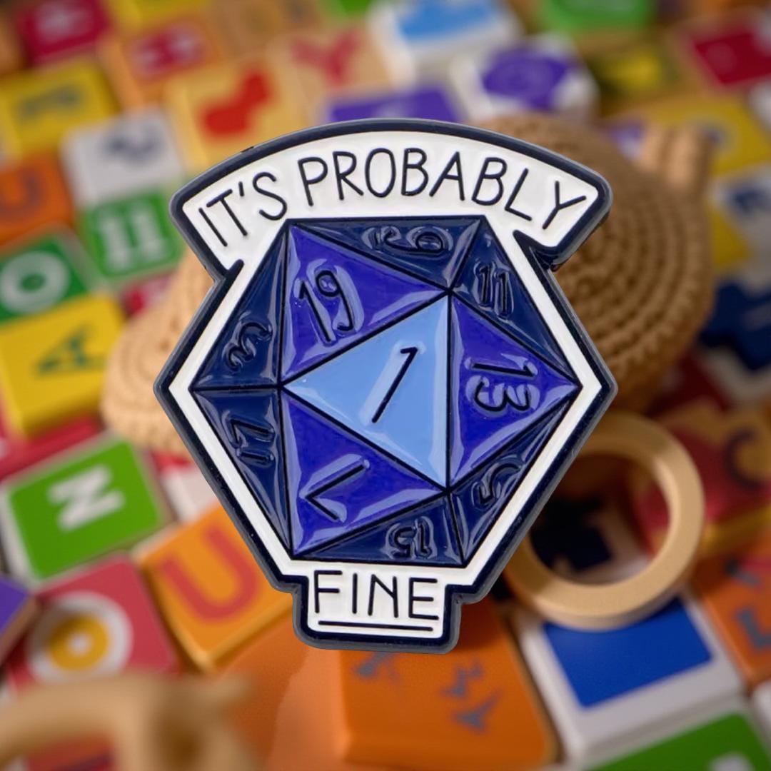 Würfel Pin Anstecker Blau Dice Art Hard Enamel Its Probably Fine Rolling 1 Tabletop Boardgames Dungeons & Dragons Automatic Miss ( von Julmondes