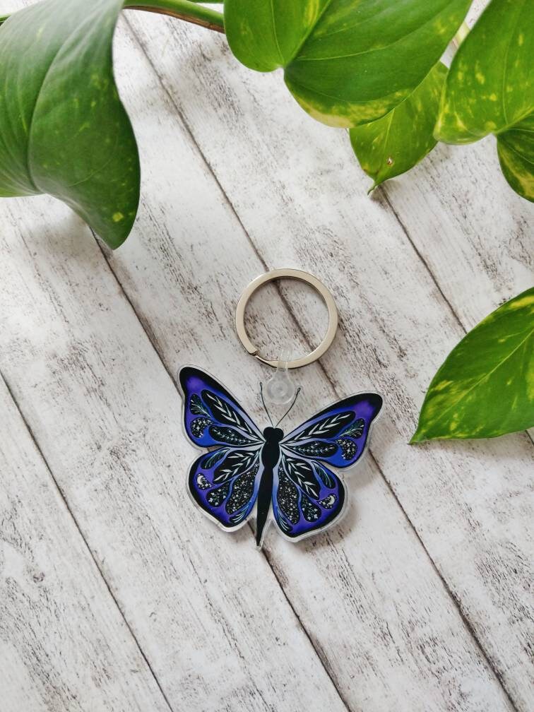 Schlüsselanhänger Schmetterling, Acrylanhänger, Taschenanhänger, Taschenaccessoires von JulsDreamArt
