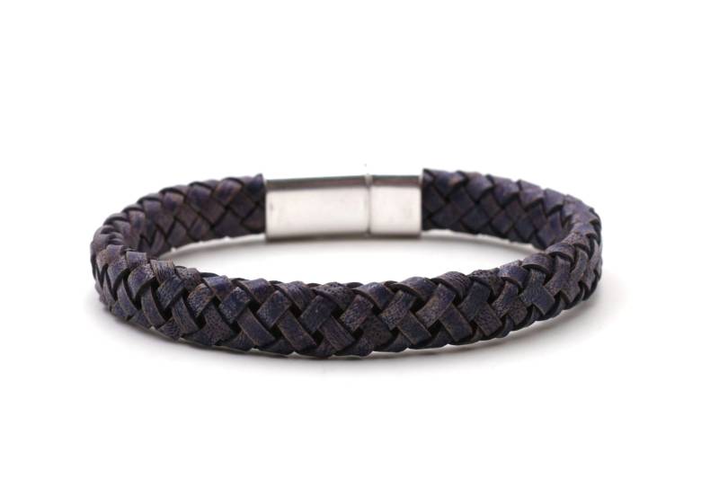 Lederarmband, Herren Armband Handgeflochten, Partnerarmband, Geschenk, Lila, Magnetverschluss Silber Verpackt in Geschenkbox von JulusJason