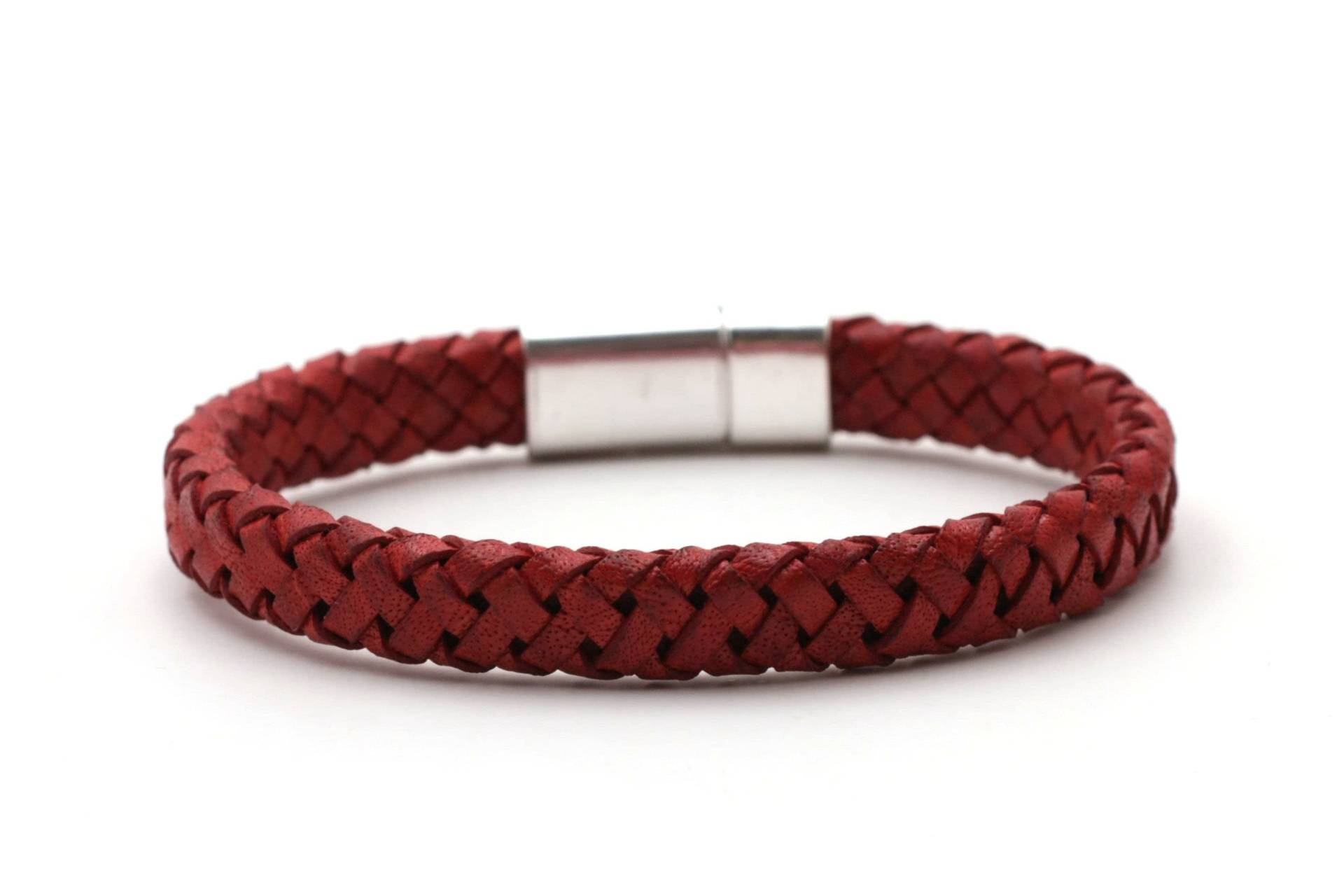 Lederarmband, Herren Armband Handgeflochten, Partnerarmband, Geschenk, Rot, Magnetverschluss Antik Silber Verpackt in Geschenkbox Lederarmband, Herren Armband Handgeflochten, Partnerarmband, Geschenk, Rot, Magnetverschluss Antik Silber Verpackt in Geschenkbox von JulusJason