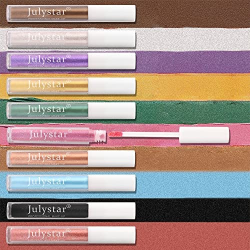 Julystar 10-Farben perlmuttartiges mattes flüssiges Lidschatten-Set Make-up buntes Streamer-Lidschatten-Flüssigkeits-Set von Julystar