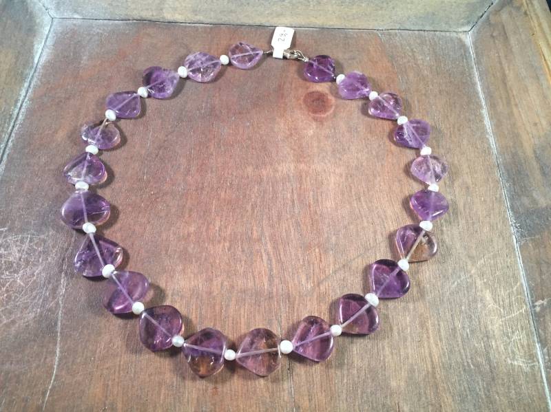 Edelsteinkette Heller Amethyst Mit Süßwasserperlen von JumanArt