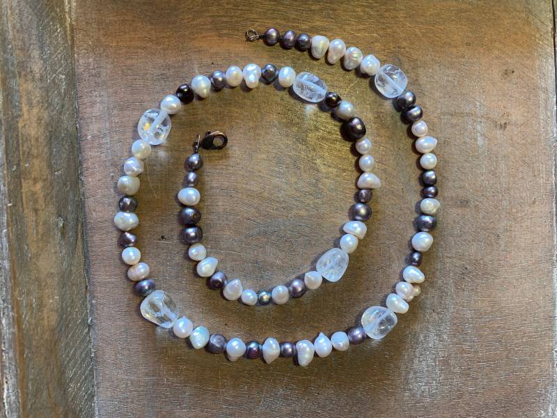 Längere Süßwasserperlenkette Mit Bergkristall Frauen Geschenk Woman Halskette von JumanArt