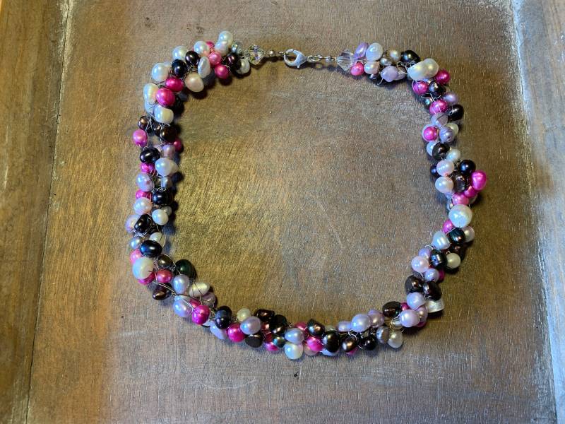 Süßwasserperlenkette Perlen Pink Bis Weiß Frauen Geschenk Woman Halskette von JumanArt