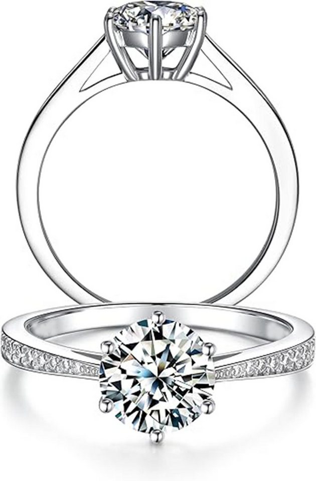 Jumpeak Diamantring 1/1.5/2ct D VS1,Verlobungsringe frau,Damen geschenk,diamant ringdamen, Lab grown diamant ring,Eheringe,Valentinstag geschenk für sie von Jumpeak