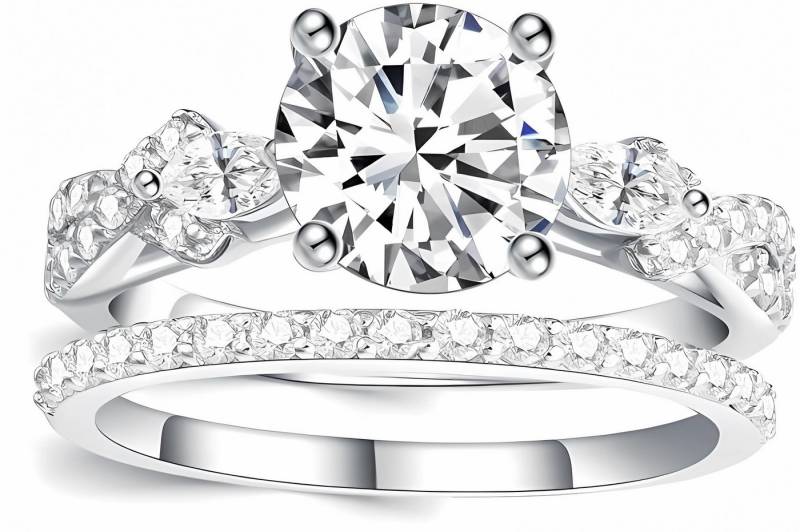 Jumpeak Diamantring Verlobungsringe Frau,trauringe eheringe set 2 teilig,Eheringe Weißgold, Labordiamant 1,5 karat,E VS1,14K Gold,2ex,Ring mit Stein,Geschenk von Jumpeak