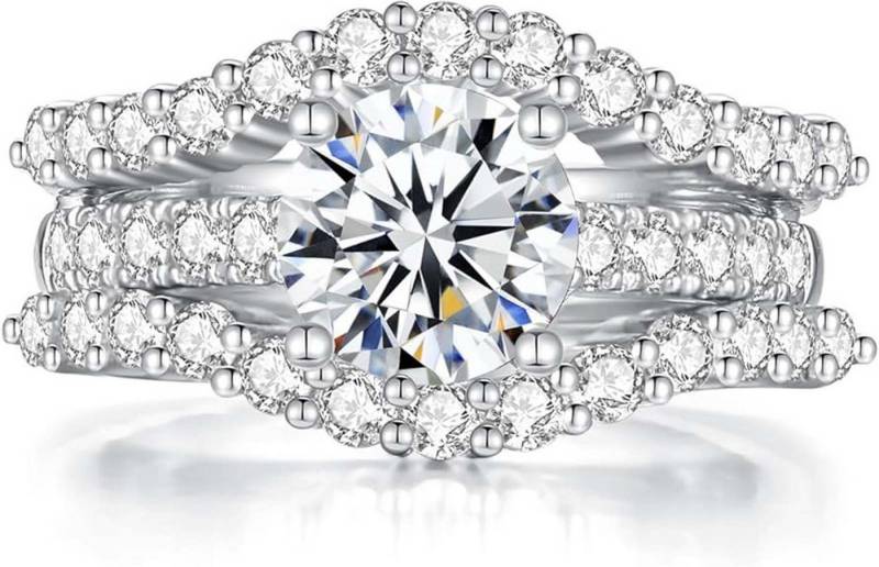 Jumpeak Diamantring 1,5ct E VS2 3ex, 14K Weißgold Labordiamantenring, Verlobungsring, Brillantschliff-Diamant, Ehering-Set, Geschenk für Mutter und Tochter von Jumpeak
