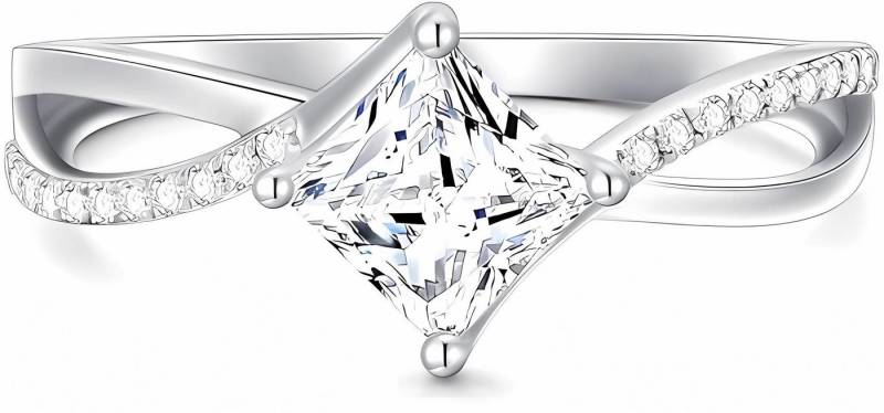 Jumpeak Diamantring 1 Karat Labordiamant 14K Princess Square Damen Verlobungsring, Quadratischer Diamant-Hochzeitsüberraschungsgeschenk-Antragsring von Jumpeak