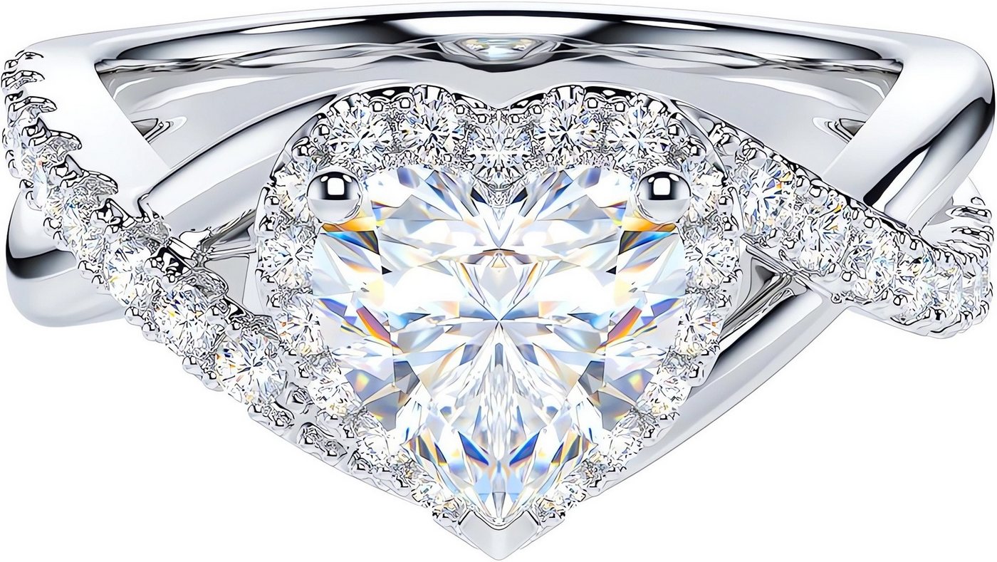 Jumpeak Diamantring 1 ct E VS1 2EX diamant ring damen Herzschliff Eheringe Gedenkgeschenk, Labordiamant Verlobungsring Promise ring Versprechensring weißgold 14K von Jumpeak