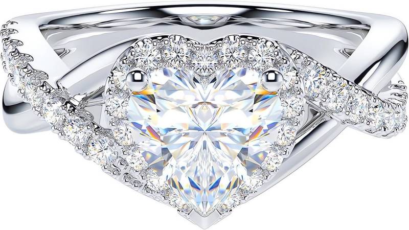 Jumpeak Diamantring 1 ct E VS1 2EX diamant ring damen Herzschliff Eheringe Gedenkgeschenk, Labordiamant Verlobungsring Promise ring Versprechensring weißgold 14K von Jumpeak