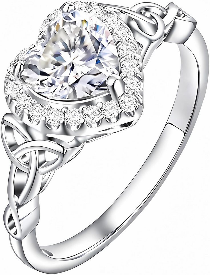 Jumpeak Diamantring 1 ct E VS1 2EX verlobungsringe frau Herzschliff Eheringe Labordiamant, 14K Versprechensring romantische Liebe weißgold Gedenkgeschenk von Jumpeak