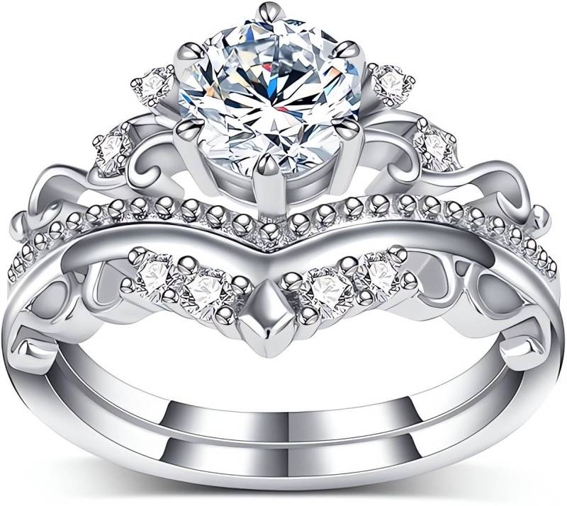 Jumpeak Diamantring Verlobungsringe frau,trauringe eheringe set 2 teilig,Schmuck Hochzeit, 1 karat diamant ring,Brautset,Ring WeiBgold Damen,Geschenk,Luxuriös von Jumpeak