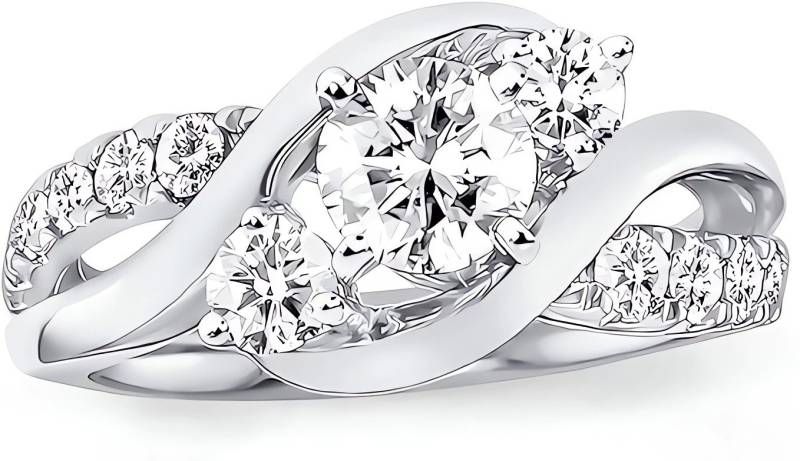 Jumpeak Diamantring Verlobungsring Damen,Statement Ring,Ring WeiBgold Damen,Gedrehte Rebe, 1 Karat Diamant,E VVS2 3EX,Diamant ring damen,Runder Diamant,Geschenk von Jumpeak