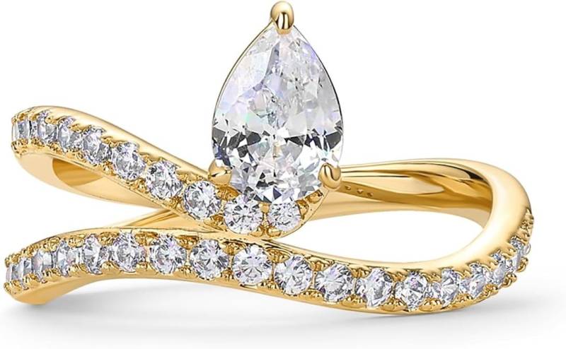 Jumpeak Diamantring Diamant Ring Damen,Birnenförmige Diamanten,Eheringe Weißgold,Geschenk, 1 ct D VVS2 2EX,Strahlender,goldring damen 585 echtgold,Labordiamant von Jumpeak