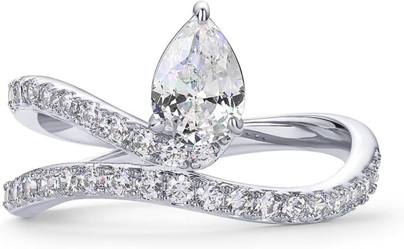 Jumpeak Diamantring Diamant Ring Damen,Birnenförmige Diamanten,Eheringe Weißgold,Geschenk, 1 ct D VVS2 2EX,Strahlender,goldring damen 585 echtgold,Labordiamant von Jumpeak