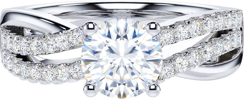 Jumpeak Diamantring 1 karat E VS1 Rundschliff Verlobungsringe Frau Designer Diamantring, 3ex 14K Diamant Ring Damen Eheringe Weißgold Einzelstein Labordiamant von Jumpeak