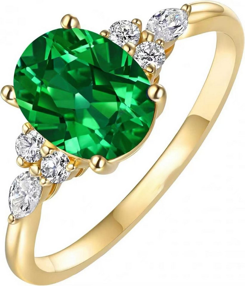 Jumpeak Diamantring 1.5ct Edelsteinring, ring mit grünem stein,ring gold damen 585 echtgold, liebes geschenk für sie,Geburtstagsgeschenk,geschenk für frau von Jumpeak