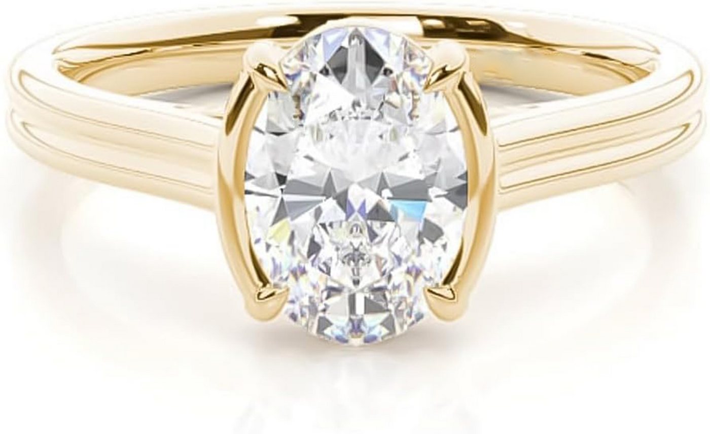 Jumpeak Diamantring 14 K Gold Oval Diamantring Verlobung, Hochzeit, Liebesdiamantring, Verlobungs- und Eheringe Geburtstags- und Valentinstagsgeschenke von Jumpeak