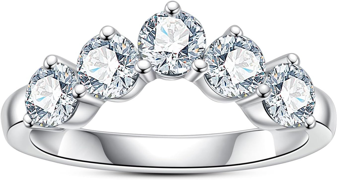 Jumpeak Diamantring 14 Karat Diamantring, stapelbarer Ewigkeitsring, Ehering mit rundem Brillantschliff als Jubiläumsgeschenk von Jumpeak