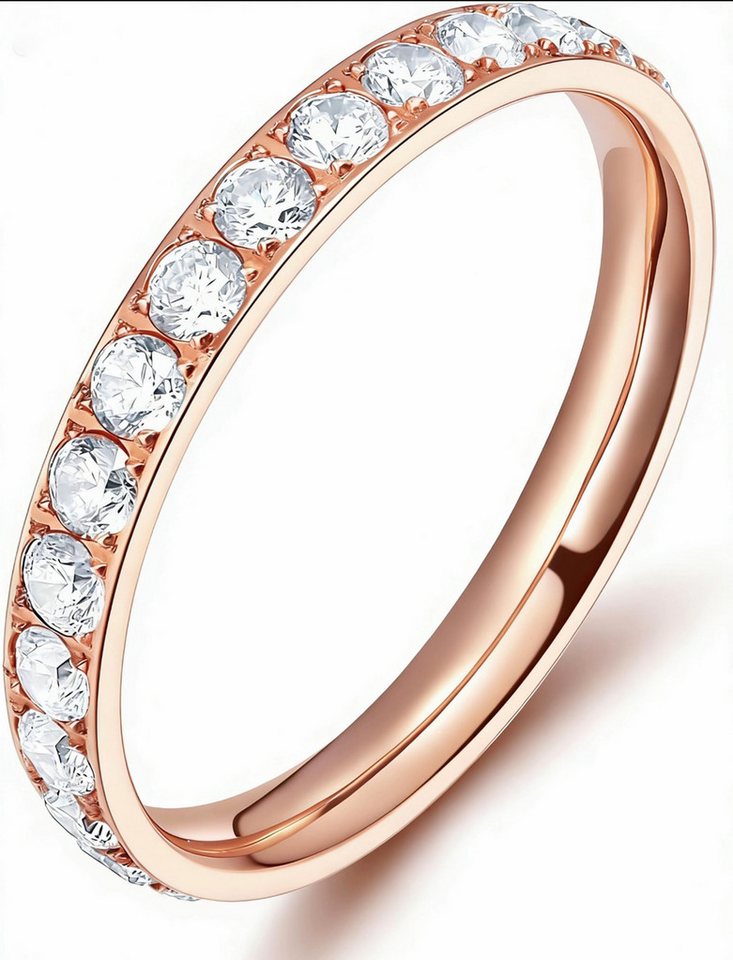 Jumpeak Diamantring 14 Karat Diamantring Stapelbarer Bandring, Ein Damengeschenk, umrandet mit echten Diamanten von Jumpeak